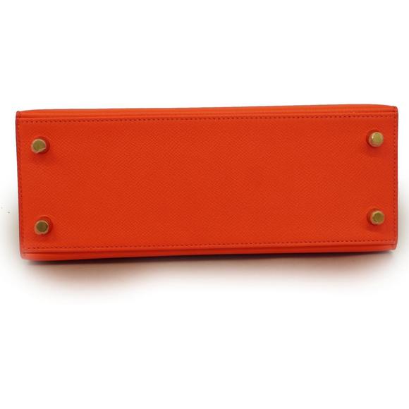 Hermes Handbag Kelly 25 X Vaux Epson Rouge Tomato Ladies - Picture 3 of 13